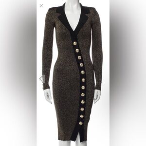 Retrofete Black and Gold Long Sleeve Dress XS